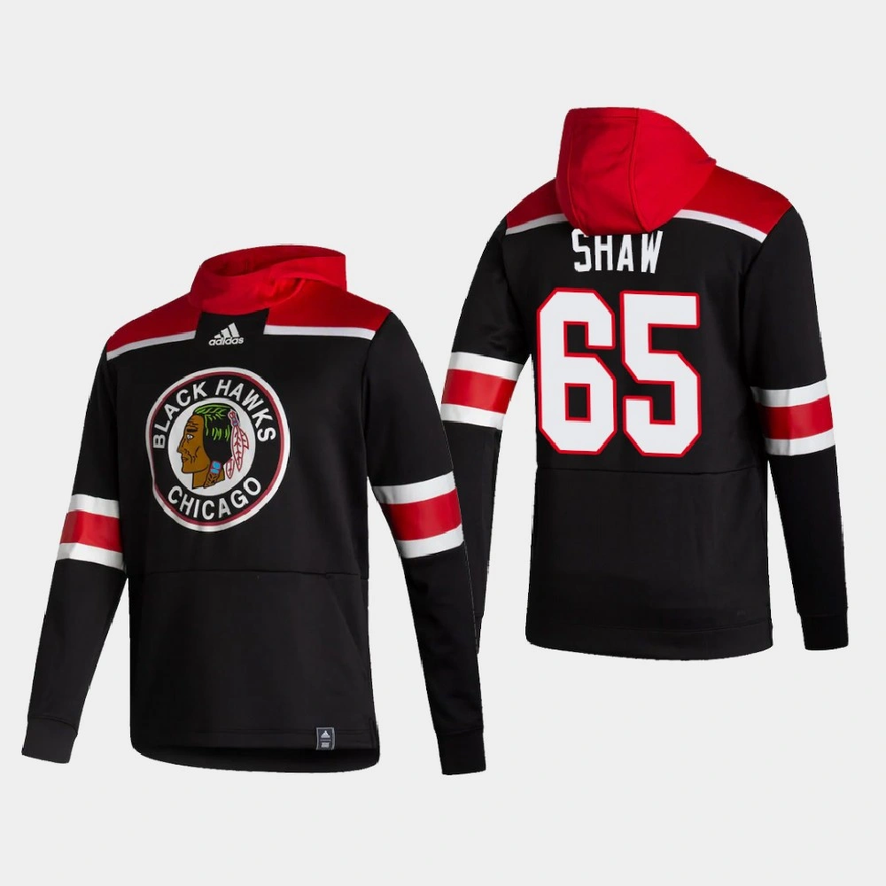 2021 Chicago Blackhawks Andrew Shaw #65 Reverse Retro Authentic Pullover Black Hoodie