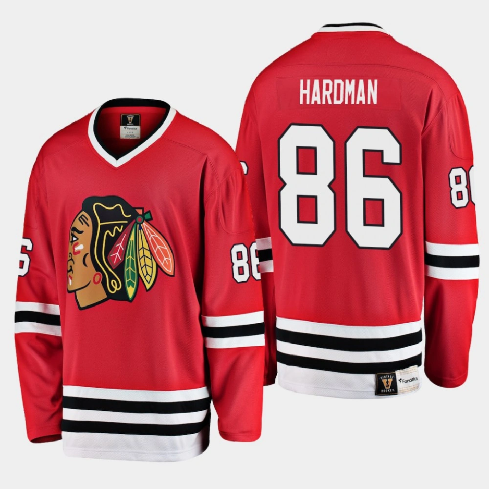 2021 Chicago Blackhawks Mike Hardman #86 Heritage Red Jersey 2021 Chicago Blackhawks Mike Hardman #86 Heritage Red Jersey