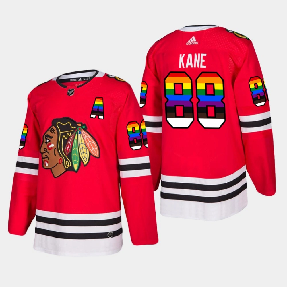 2021 Chicago Blackhawks Patrick Kane #88 Pride Night LGBTQ Red Jersey 2021 Chicago Blackhawks Patrick Kane #88 Pride Night LGBTQ Red Jersey