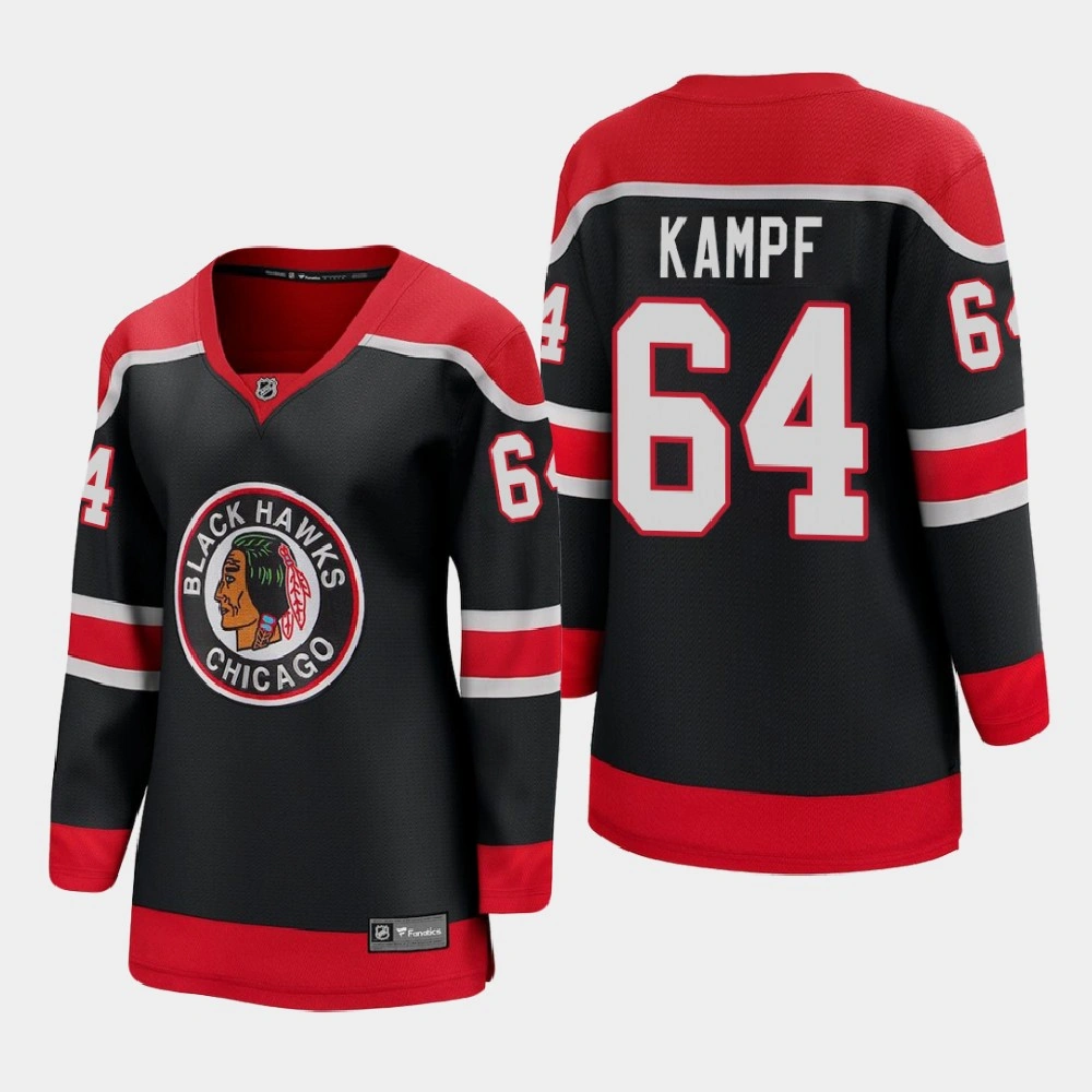 Women 2021 Chicago Blackhawks David Kampf #64 Special Edition Black Jersey