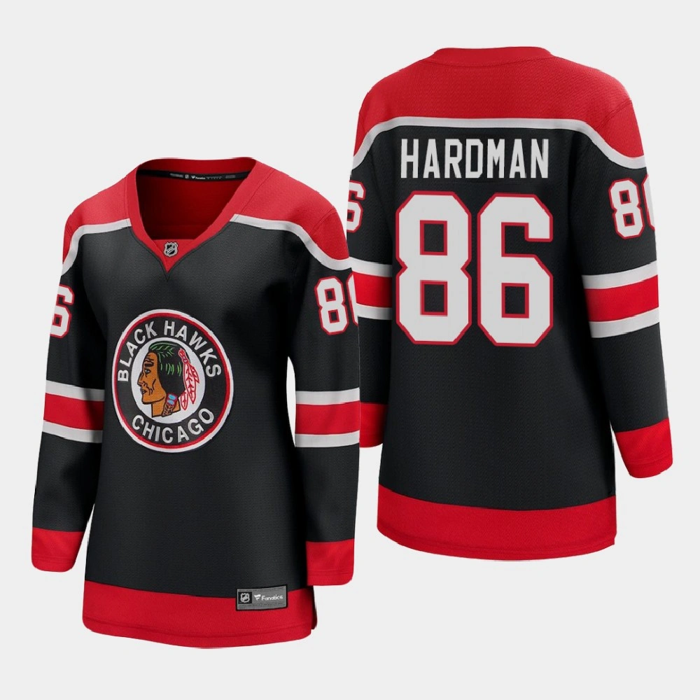 Women 2021 Chicago Blackhawks Mike Hardman #86 Reverse Retro Black Jersey Women 2021 Chicago Blackhawks Mike Hardman #86 Reverse Retro Black Jersey