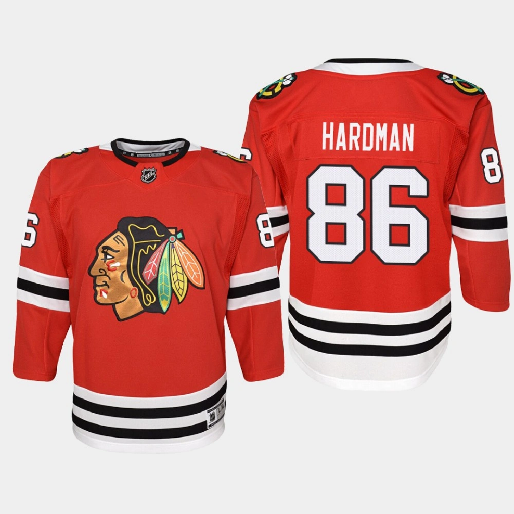 Youth 2021 Chicago Blackhawks Mike Hardman #86 Home Jersey Red Youth 2021 Chicago Blackhawks Mike Hardman #86 Home Jersey Red