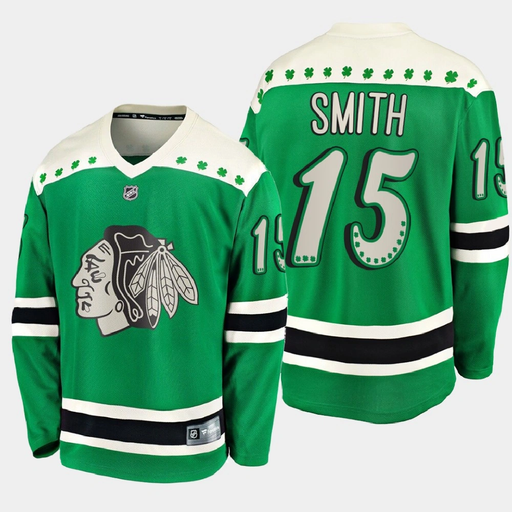 2021 Chicago Blackhawks Zack Smith #15 St. Patrick's Day Green Jersey