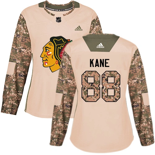 Women's Chicago Blackhawks #88 Patrick Kane Veterans Day Practice Camo Authentic Jersey