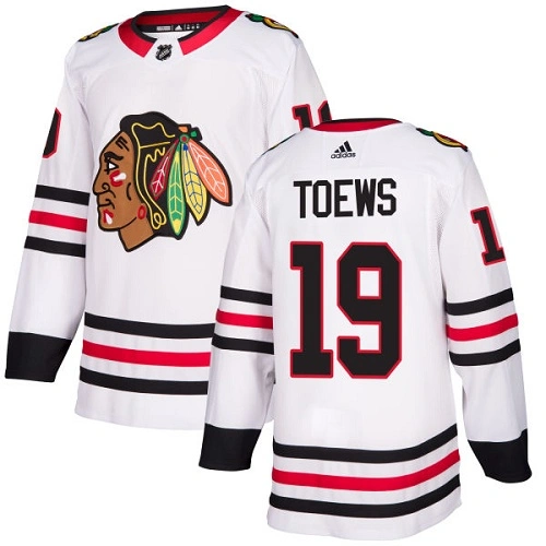 Youth Chicago Blackhawks #19 Jonathan Toews Away White Authentic Jersey