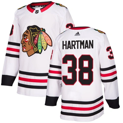 Women's Chicago Blackhawks #38 Ryan Hartman Away White Authentic Jersey