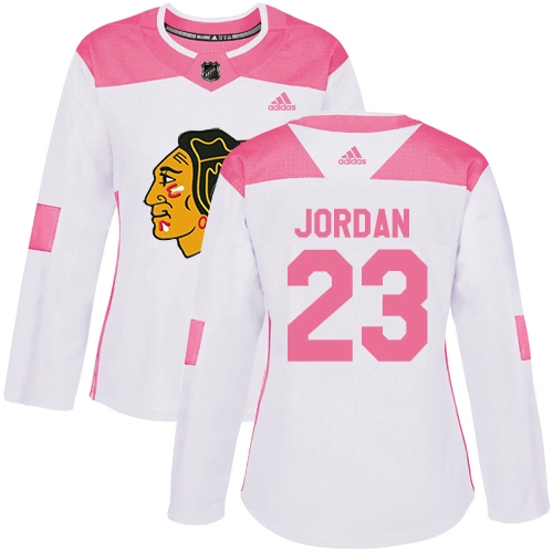Women's Chicago Blackhawks #23 Michael Jordan Pink-White Fashion Authentic Jersey