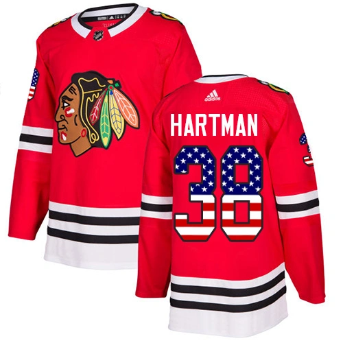 Chicago Blackhawks #38 Ryan Hartman USA Flag Fashion Red Authentic Jersey