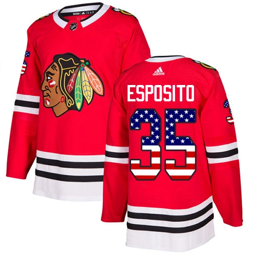 Youth Chicago Blackhawks #35 Tony Esposito USA Flag Fashion Red Authentic Jersey