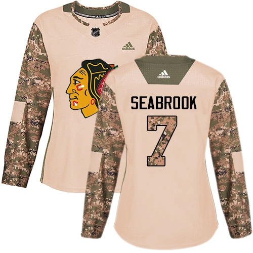 Women's Chicago Blackhawks #7 Brent Seabrook Veterans Day Practice Camo Authentic Jersey