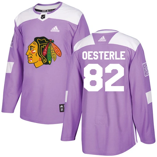 Youth Chicago Blackhawks #82 Jordan Oesterle Fights Cancer Practice Purple Authentic Jersey