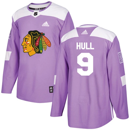 Youth Chicago Blackhawks #9 Bobby Hull Fights Cancer Practice Purple Authentic Jersey Youth Chicago Blackhawks #9 Bobby Hull Fights Cancer Practice Purple Authentic Jersey