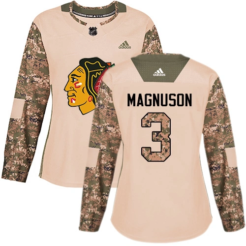Women's Chicago Blackhawks #3 Keith Magnuson Veterans Day Practice Camo Authentic Jersey