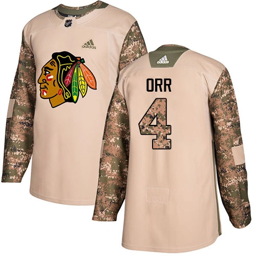 Youth Chicago Blackhawks #4 Bobby Orr Veterans Day Practice Camo Authentic Jersey