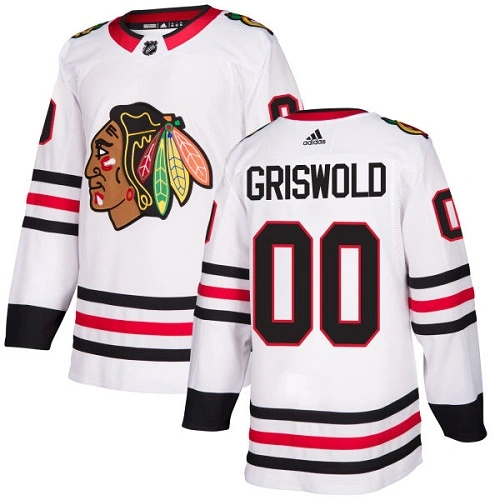 Women's Chicago Blackhawks #00 Clark Griswold Away White Authentic Jersey Women's Chicago Blackhawks #00 Clark Griswold Away White Authentic Jersey