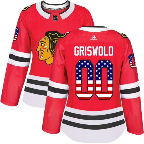 Women's Chicago Blackhawks #00 Clark Griswold USA Flag Fashion Red Authentic Jersey Women's Chicago Blackhawks #00 Clark Griswold USA Flag Fashion Red Authentic Jersey