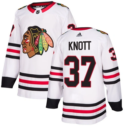 Women's Chicago Blackhawks #37 Graham Knott Away White Authentic Jersey