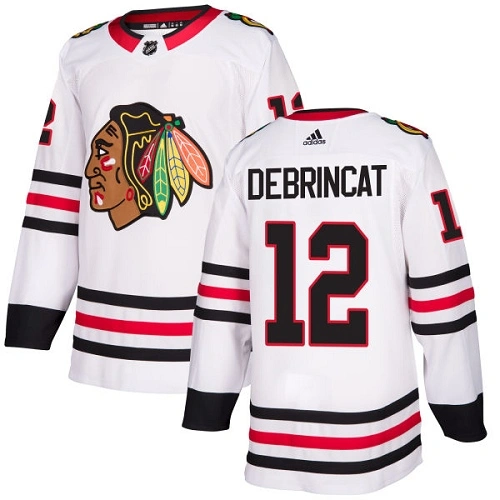 Women's Chicago Blackhawks #12 Alex DeBrincat White Away Authentic Jersey