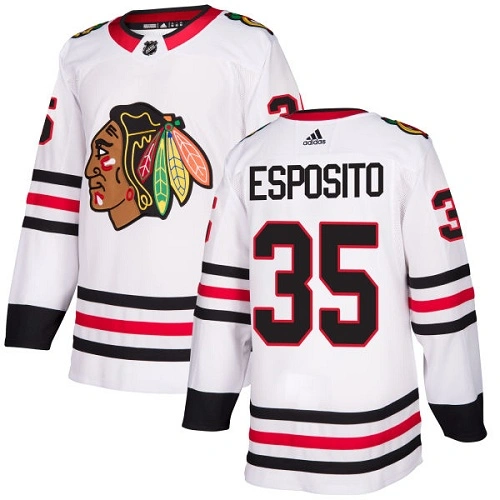 Youth Chicago Blackhawks #35 Tony Esposito Away White Authentic Jersey