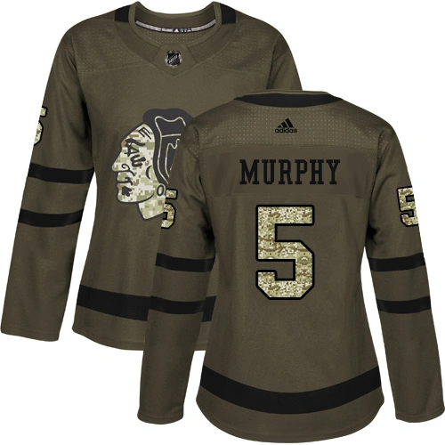 Women's Chicago Blackhawks #5 Connor Murphy Salute to Service Green Authentic Jersey