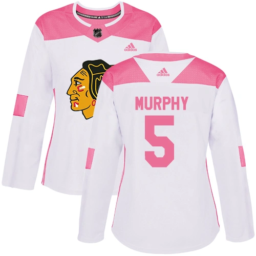 Women's Chicago Blackhawks #5 Connor Murphy Pink-White Fashion Authentic Jersey