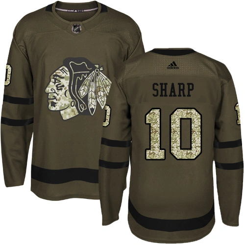 Chicago Blackhawks #10 Patrick Sharp Salute to Service Green Authentic Jersey