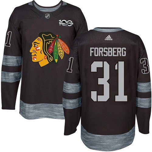 Chicago Blackhawks #31 Anton Forsberg 1917-2017 100th Anniversary Black Authentic Jersey Chicago Blackhawks #31 Anton Forsberg 1917-2017 100th Anniversary Black Authentic Jersey
