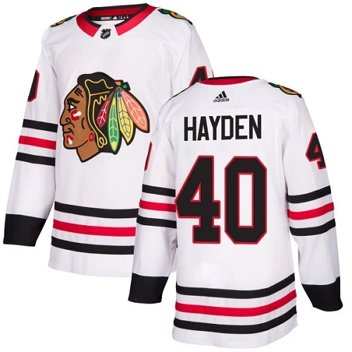 Youth Chicago Blackhawks #40 John Hayden White Away Authentic Jersey