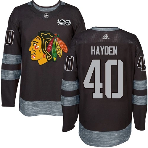 Chicago Blackhawks #40 John Hayden 1917-2017 100th Anniversary Black Authentic Jersey