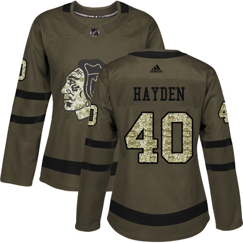 Women's Chicago Blackhawks #40 John Hayden Salute to Service Green Authentic Jersey