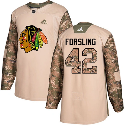 Chicago Blackhawks #42 Gustav Forsling Camo Veterans Day Practice Authentic Jersey