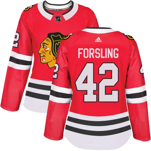 Women's Chicago Blackhawks #42 Gustav Forsling Home Red Authentic Jersey
