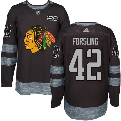 Chicago Blackhawks #42 Gustav Forsling 1917-2017 100th Anniversary Black Authentic Jersey