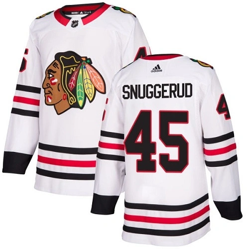 Women's Chicago Blackhawks #45 Luc Snuggerud White Away Authentic Jersey