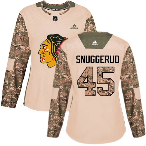 Women's Chicago Blackhawks #45 Luc Snuggerud Camo Veterans Day Practice Authentic Jersey Women's Chicago Blackhawks #45 Luc Snuggerud Camo Veterans Day Practice Authentic Jersey
