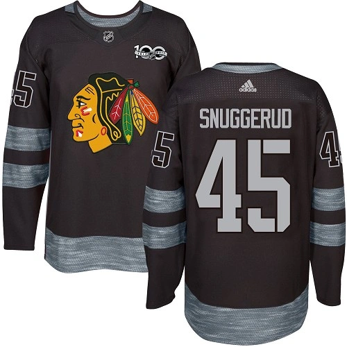 Chicago Blackhawks #45 Luc Snuggerud 1917-2017 100th Anniversary Black Authentic Jersey