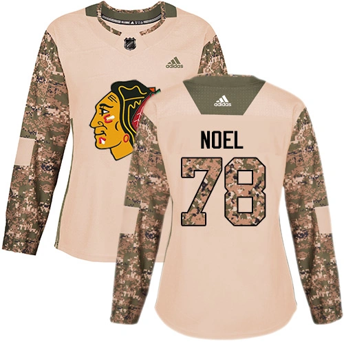 Women's Chicago Blackhawks #78 Nathan Noel Camo Veterans Day Practice Authentic Jersey