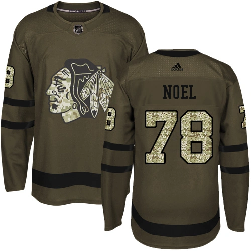 Youth Chicago Blackhawks #78 Nathan Noel Salute to Service Green Authentic Jersey