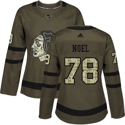 Women's Chicago Blackhawks #78 Nathan Noel Salute to Service Green Authentic Jersey