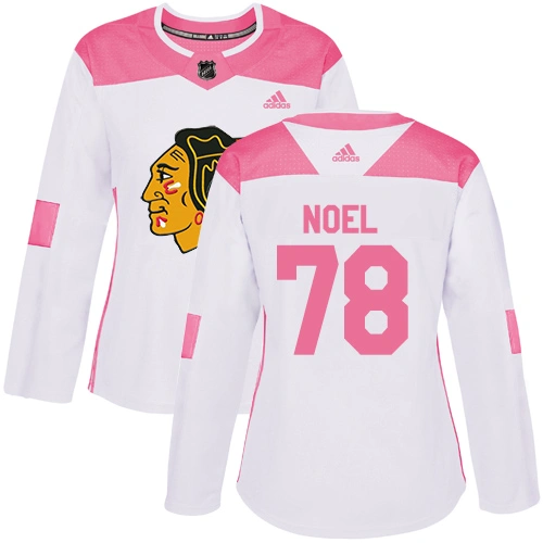 Women's Chicago Blackhawks #78 Nathan Noel Pink-White Fashion Authentic Jersey