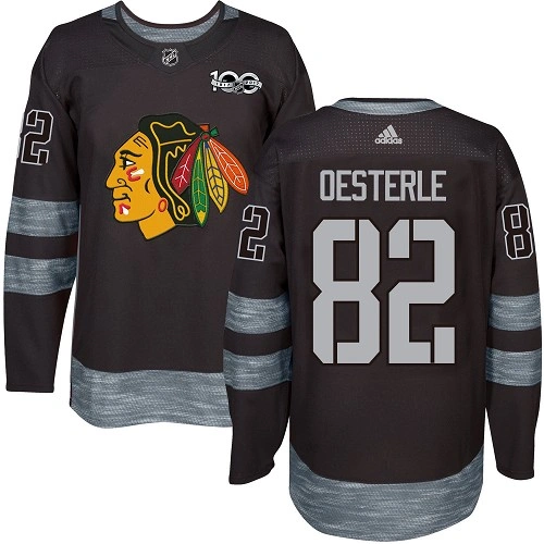 Chicago Blackhawks #82 Jordan Oesterle 1917-2017 100th Anniversary Black Authentic Jersey