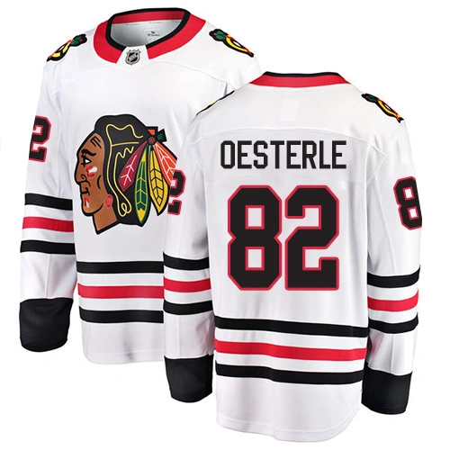Chicago Blackhawks #82 Jordan Oesterle White Away Branded Breakaway Authentic Jersey Chicago Blackhawks #82 Jordan Oesterle White Away Branded Breakaway Authentic Jersey