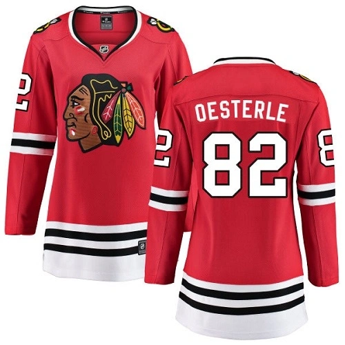 Women's Chicago Blackhawks #82 Jordan Oesterle Red Home Branded Breakaway Authentic Jersey