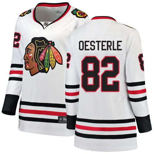 Women's Chicago Blackhawks #82 Jordan Oesterle Away Branded Breakaway White Authentic Jersey