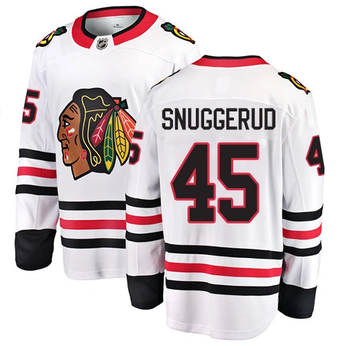 Youth Chicago Blackhawks #45 Luc Snuggerud White Away Branded Breakaway Authentic Jersey Youth Chicago Blackhawks #45 Luc Snuggerud White Away Branded Breakaway Authentic Jersey
