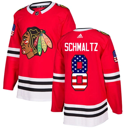 Youth Chicago Blackhawks #8 Nick Schmaltz USA Flag Fashion Red Authentic Jersey