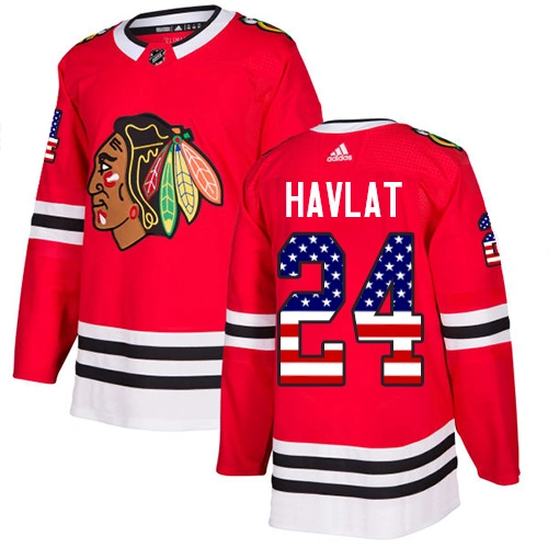 Youth Chicago Blackhawks #24 Martin Havlat USA Flag Fashion Red Authentic Jersey