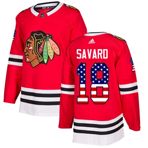 Youth Chicago Blackhawks #18 Denis Savard USA Flag Fashion Red Authentic Jersey