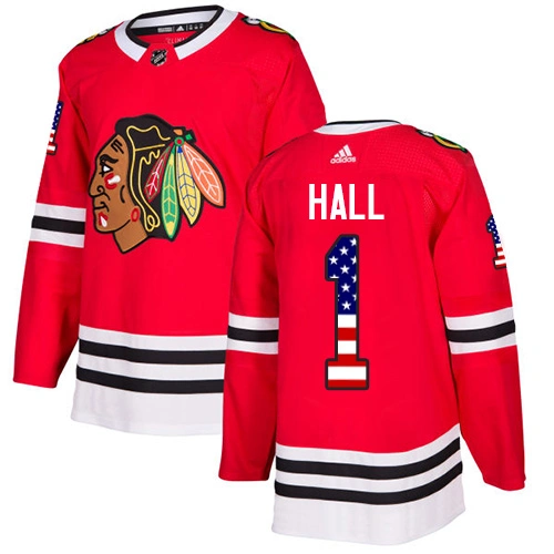 Chicago Blackhawks #1 Glenn Hall USA Flag Fashion Red Authentic Jersey