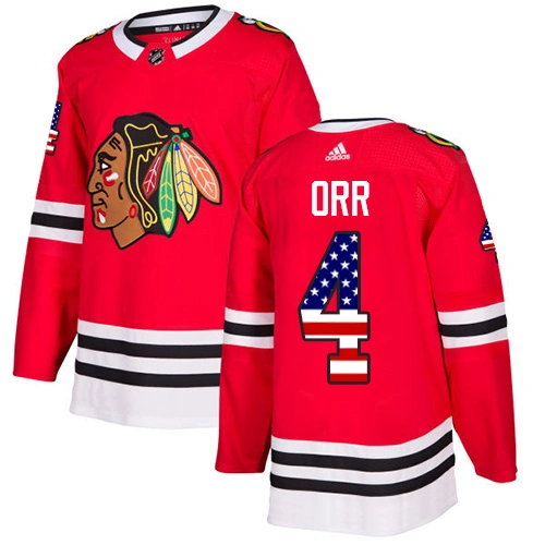 Youth Chicago Blackhawks #4 Bobby Orr USA Flag Fashion Red Authentic Jersey